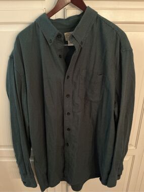 L.L. Bean Houndstooth Flannel Button Down Shirt Sz 2XL